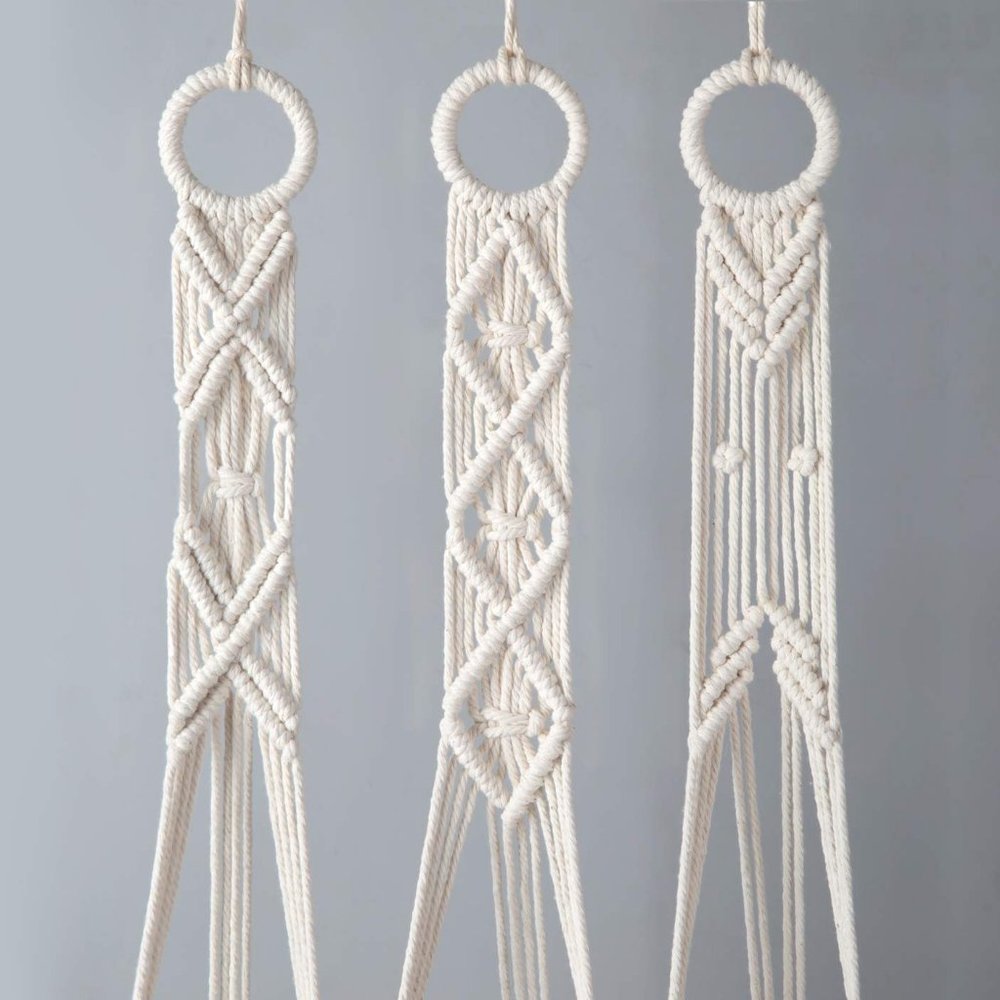🌻NEW🌻 3 Bohemian Macrame Hanging Plant Holders - Picture 5 of 6